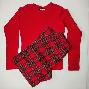 Metropolitan Women's Size Medium Pajamas Red Long Sleeve Plaid Pants